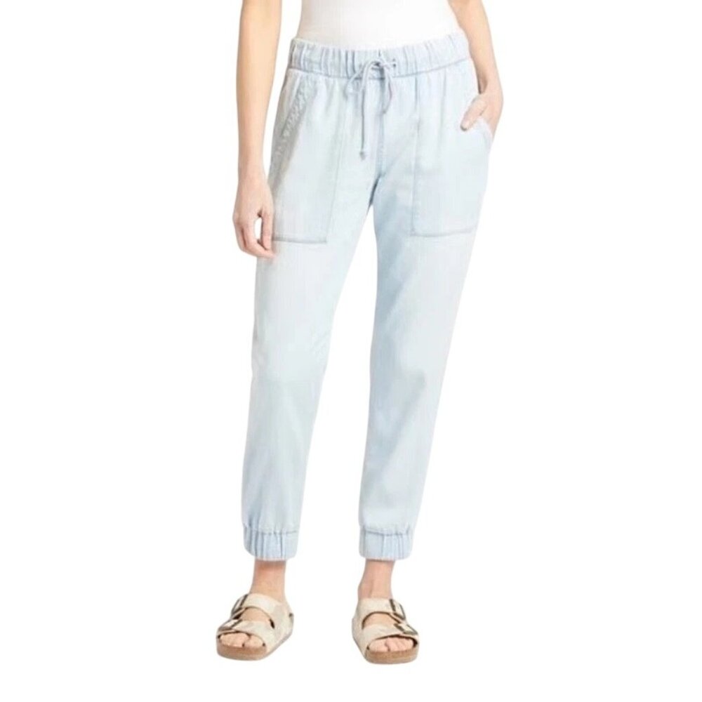 Cloth and Stone Chambray Jogger Pant Size XS Drawstring Elastic Waist Light Blue